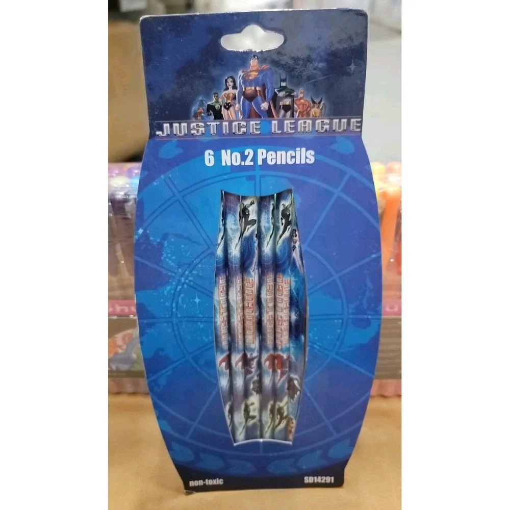 Vintage Cartoon Network DC Comics Justice League 6-pack Pencils Set JLA New!